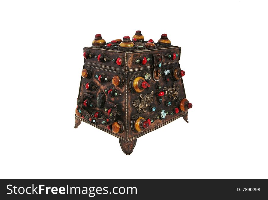 Beautiful jewelry box with multicoloured stones. Beautiful jewelry box with multicoloured stones