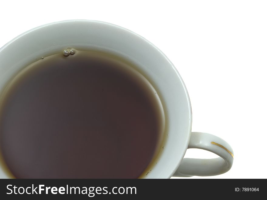 Close up cup of black tea isolated on a white backgrounds. Close up cup of black tea isolated on a white backgrounds