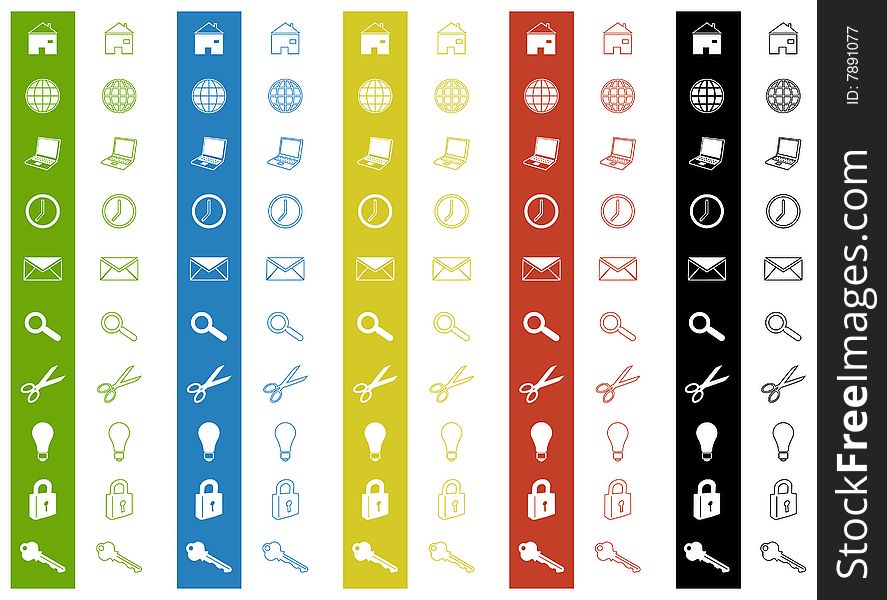 Five color icon set for web & print. Five color icon set for web & print