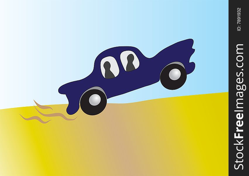 The old car and speed. Vector illustration