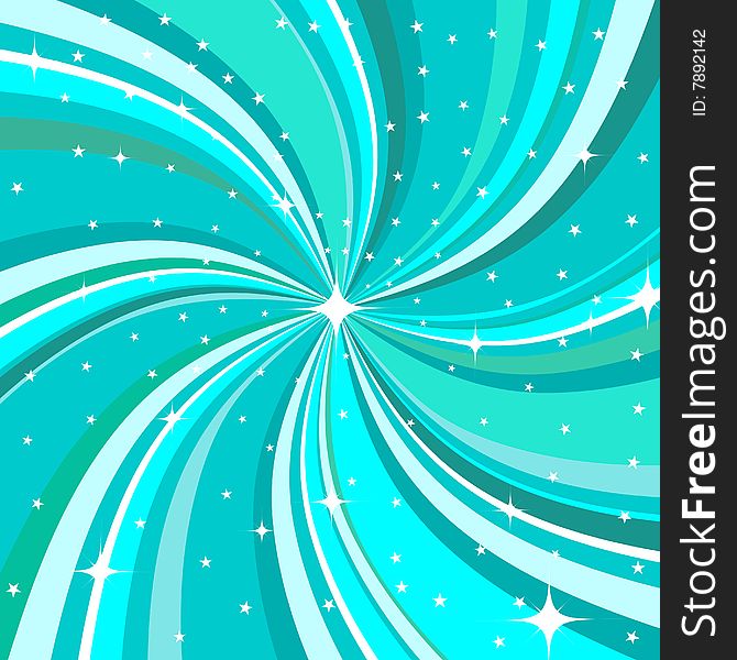 Vector illustration of modern, abstract background decorated with waves and stars.