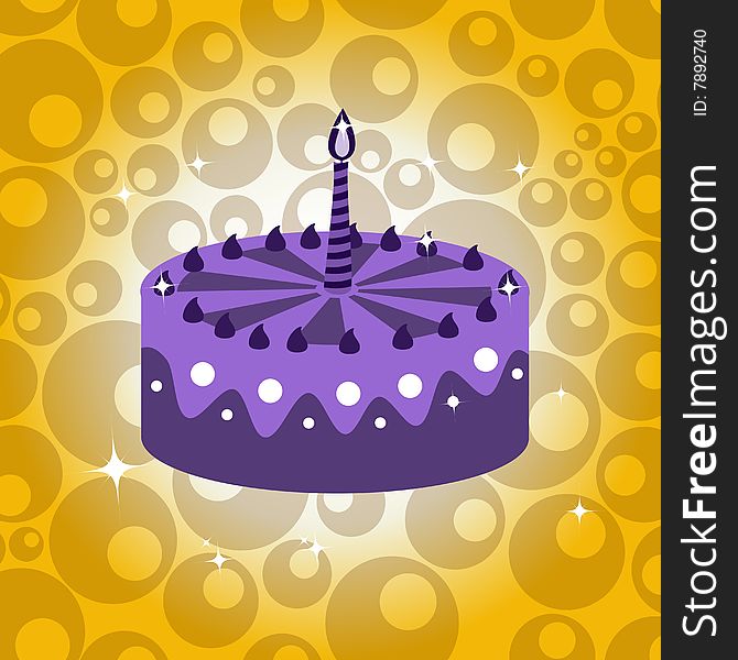 Vector illustration of birthday cake with the candle.