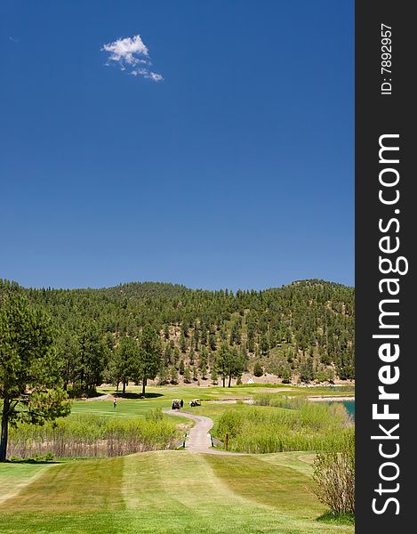 An image of  an Arizona golf course on a bright summer day. An image of  an Arizona golf course on a bright summer day