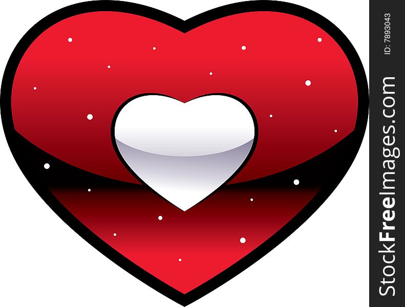 Red decorative heart on a white background. Red decorative heart on a white background