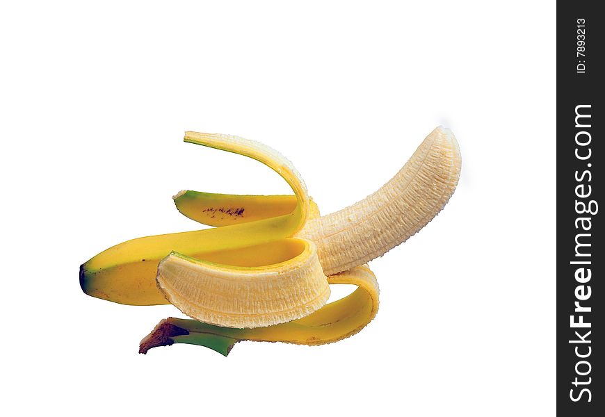 Single banana isolated over white background