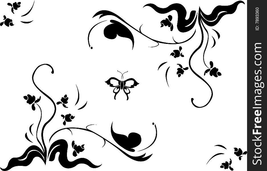 Vector illustraition of retro abstract floral swirl element. Vector illustraition of retro abstract floral swirl element