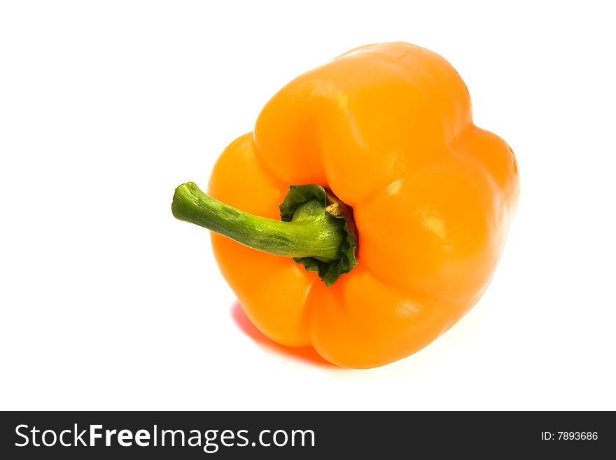 Pepper with a green pod on a white background