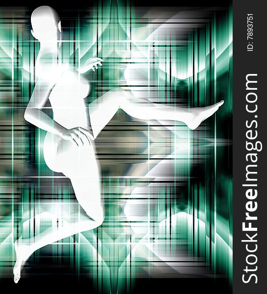 Silhouette jumping woman in abstract future background. Silhouette jumping woman in abstract future background.