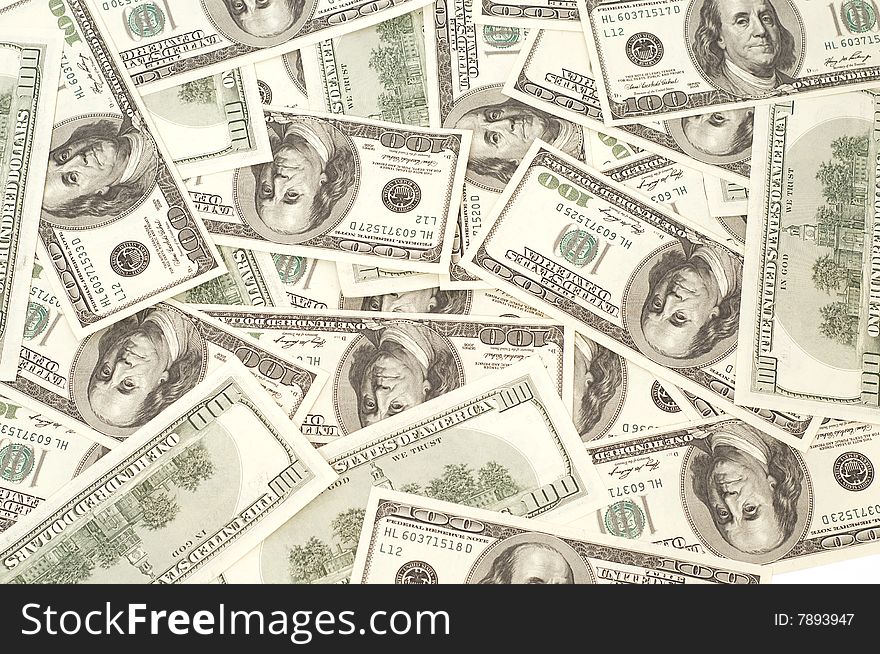 Many Dollars On White Background