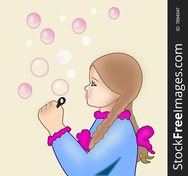A little girl blowing soap bubbles. A little girl blowing soap bubbles.