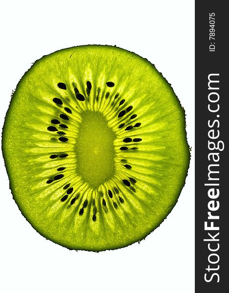 Inside of a kiwi on white background