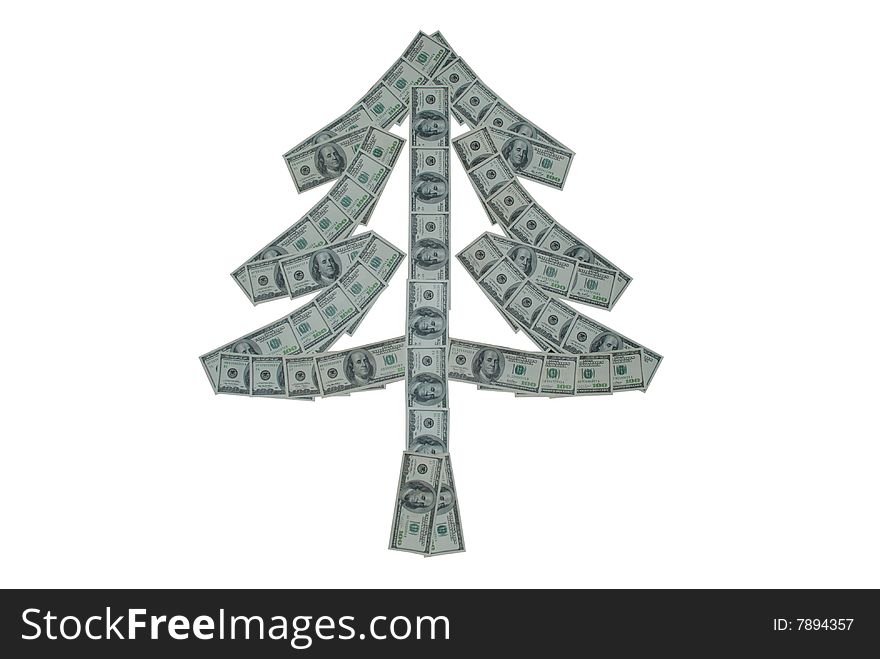 New year fir-tree one hundred dollars