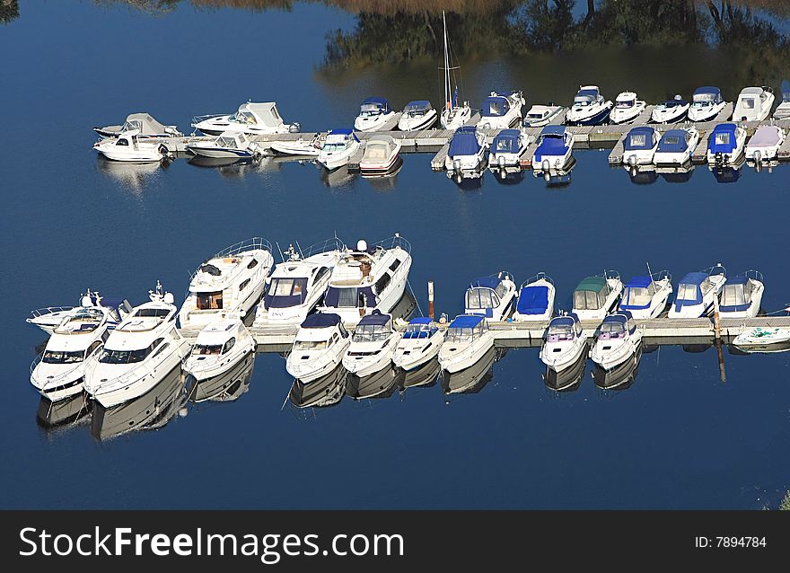 Many yachts on the river