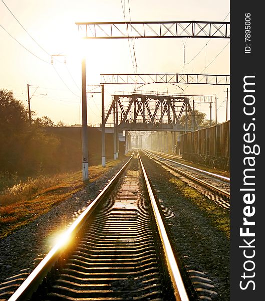 Railway track on sunset 1. Railway track on sunset 1