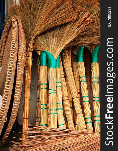 Reed brushes and dustpans oriental design hand made craftmanship. Reed brushes and dustpans oriental design hand made craftmanship