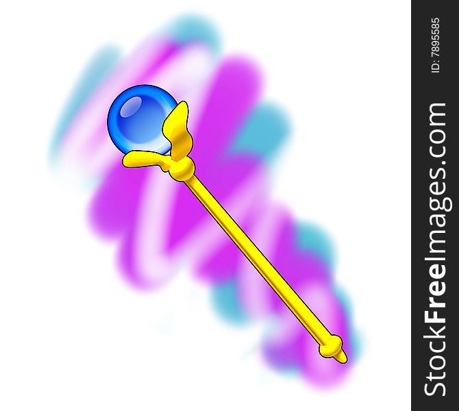 Magic scepter. The gold handle and dark blue glass sphere on the end