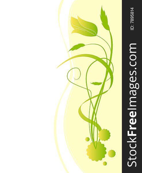 Abstract green floral background with flower