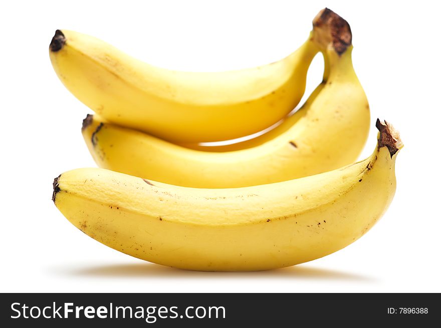 Bananas isolated on a white background. Background blurry.