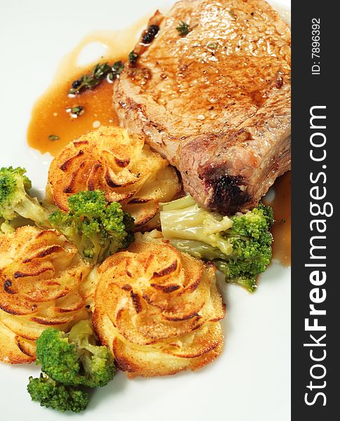 Pork Brisket with Potato and Broccoli