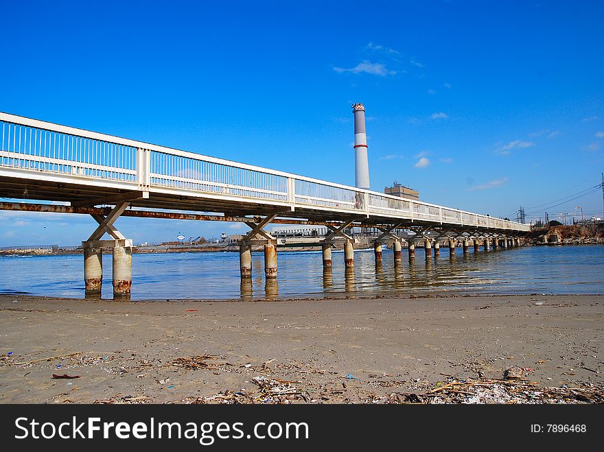 Bridge yarkon in the city of Tel Aviv at sunset