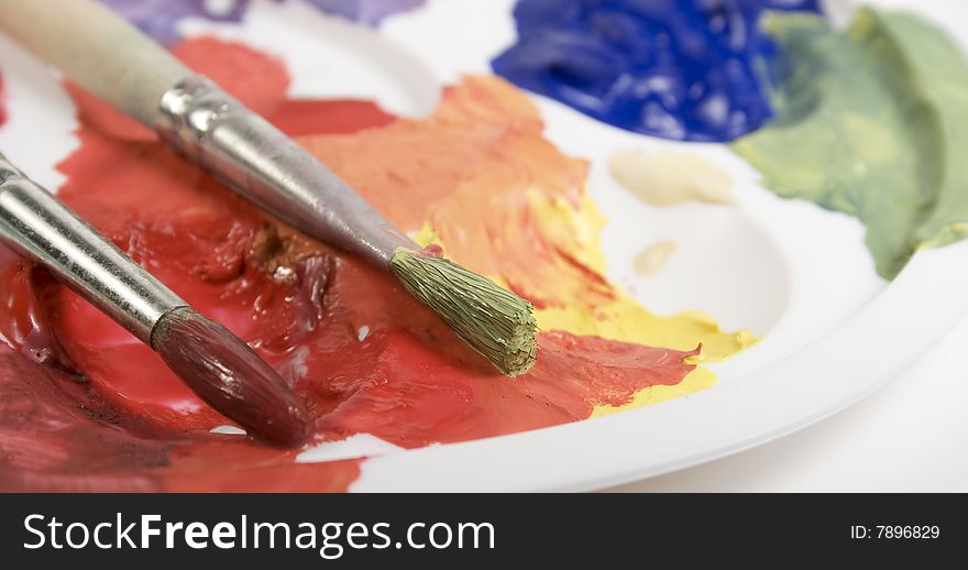 Palette With Paints