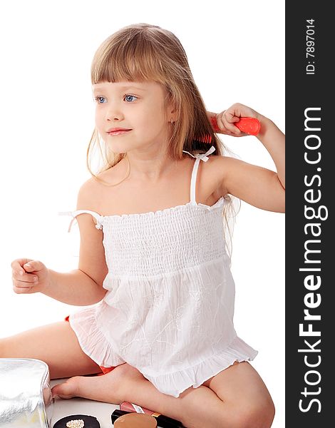 Beautiful child. Shot in studio. Isolated on white. Beautiful child. Shot in studio. Isolated on white.