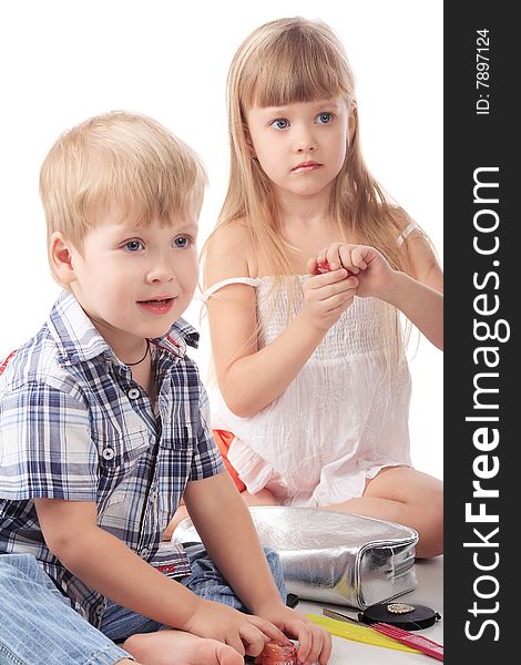 Beautiful child. Shot in studio. Isolated on white. Beautiful child. Shot in studio. Isolated on white.