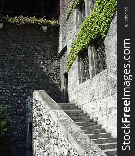 In a court yard of the castle