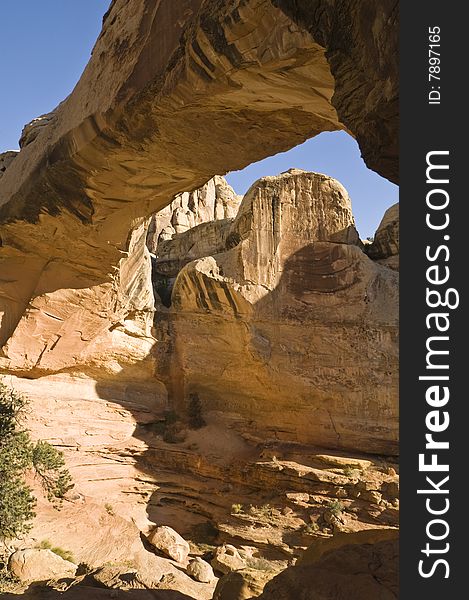 View of the Hickman Bridge in Capital Reef National Park. View of the Hickman Bridge in Capital Reef National Park