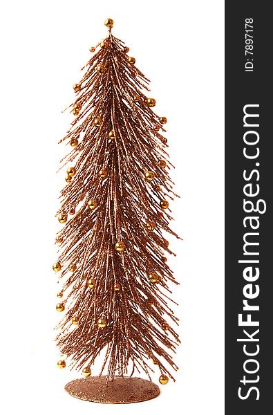 Glittering small christmas tree isolated on white background