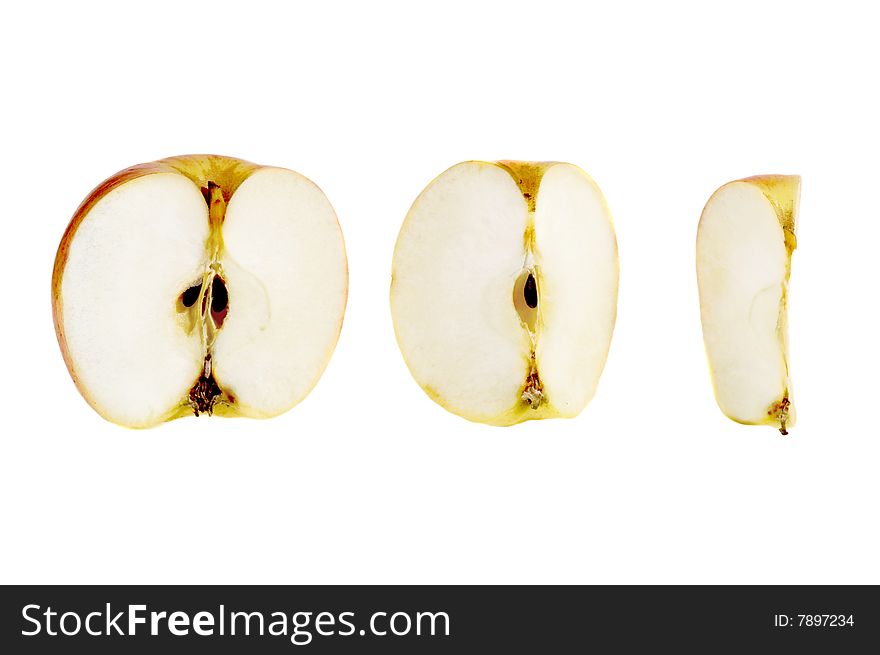 Cut apple isolated on the white background