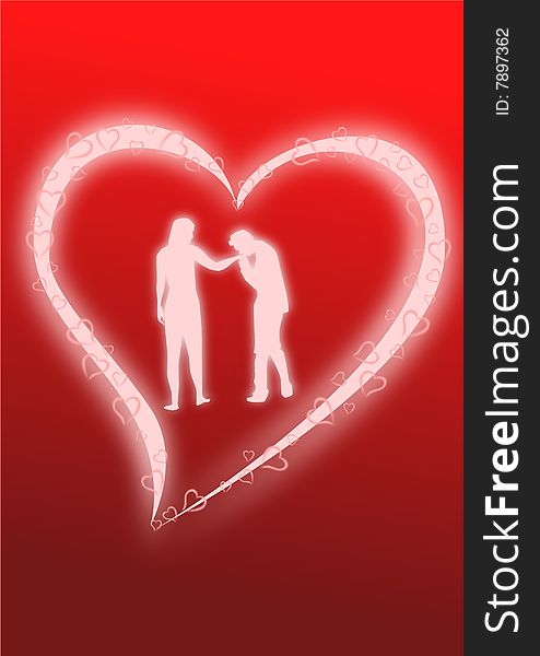 A silhouette of a man kissing a womanâ€™s hand framed in an abstract heart. A silhouette of a man kissing a womanâ€™s hand framed in an abstract heart.
