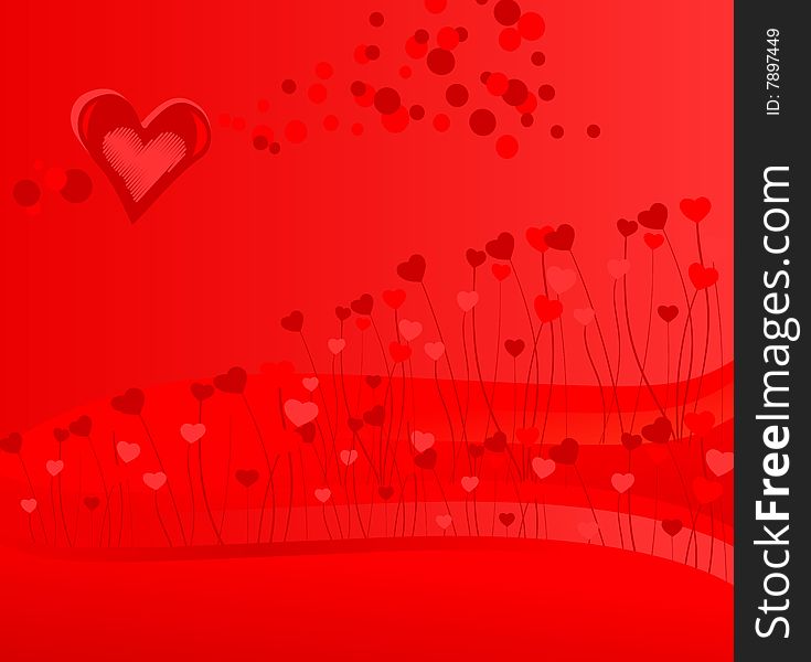 Stock photo: love theme: an image of red hearts on red background