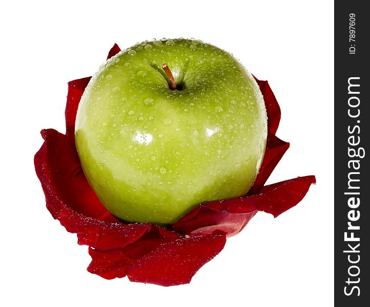 Apple and flower isolated on the white background