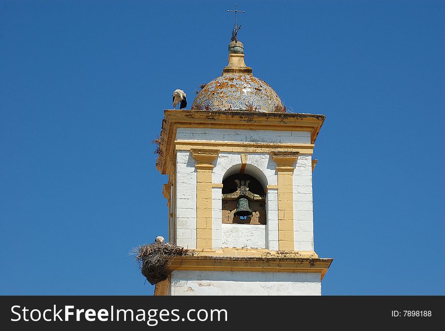 Church in spain with birds. Church in spain with birds