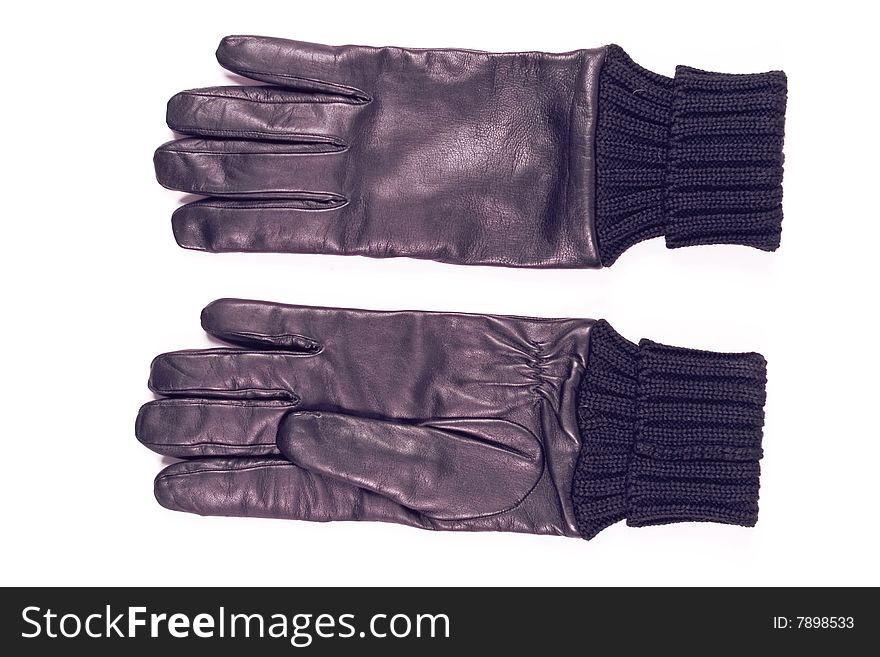 Black woman leather isolated gloves