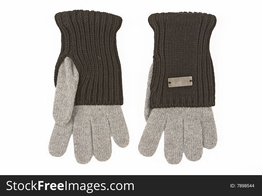 Grey woman woolen isolated gloves