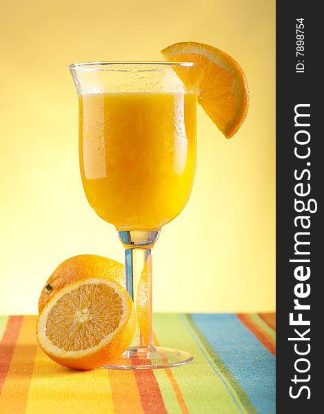 Glass of freshly squeezed orange juice