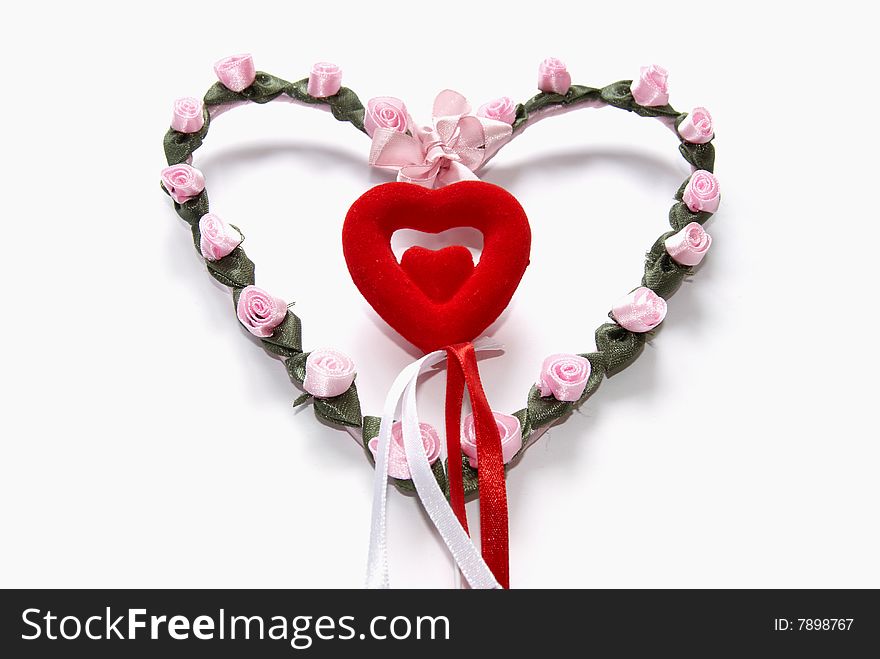 Photo of beautiful heart from artificial flowers.