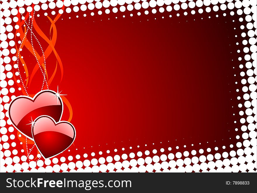 Valentine's day illustration with glossy red hearts
