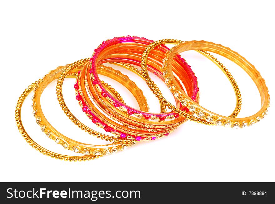 Bangles isolated on white background.