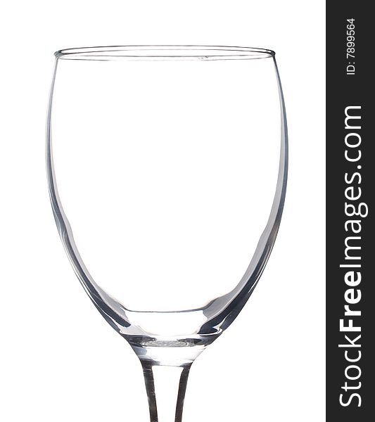 Close-up empty wine glass, isolated on white