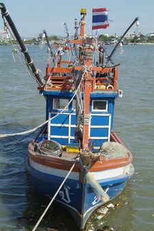 Blue, Wooden Fishing Boat Royalty Free Stock Photography Blue, Wooden Fishing Boat Royalty Free Stock Photography