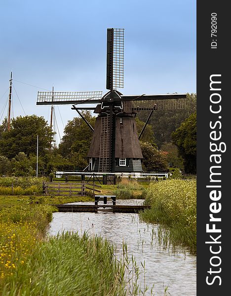 A windmill in the netherlands. A windmill in the netherlands