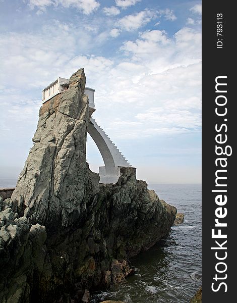 Cliff diver's platform off coast of Mazatlan Mexico. Cliff diver's platform off coast of Mazatlan Mexico