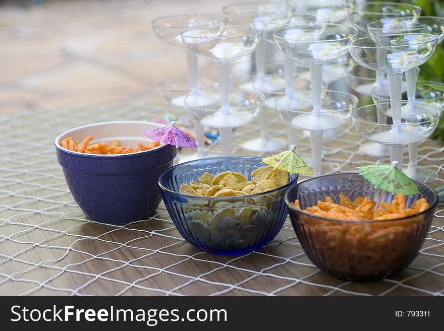 Appetizers and cups for a party. Appetizers and cups for a party.