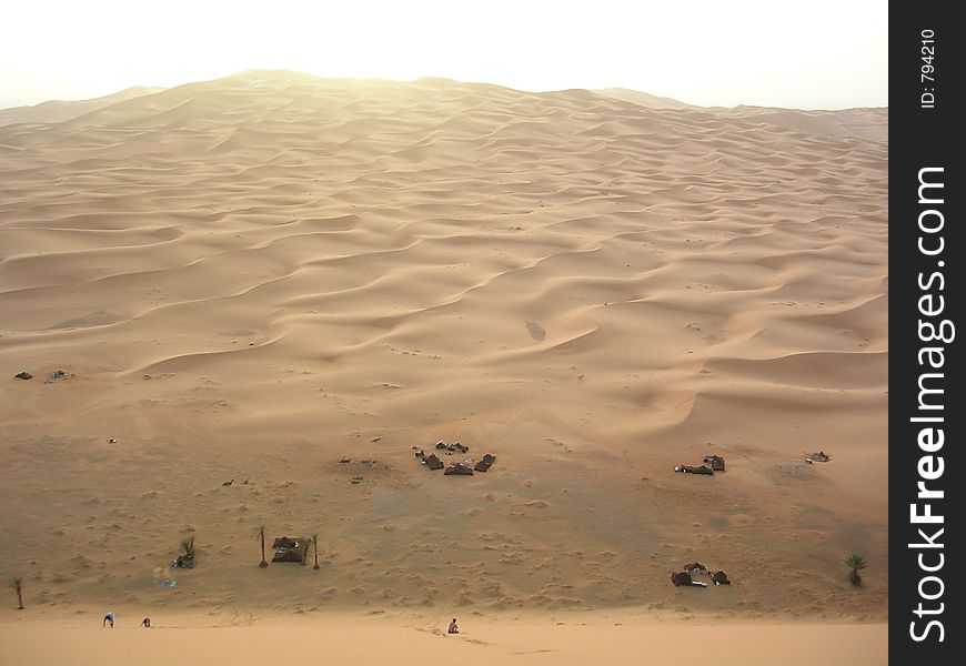 view of oasis camp in sahara, moroco