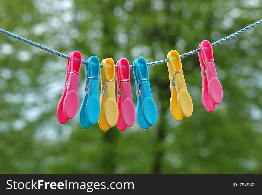 Multi coloured pegs