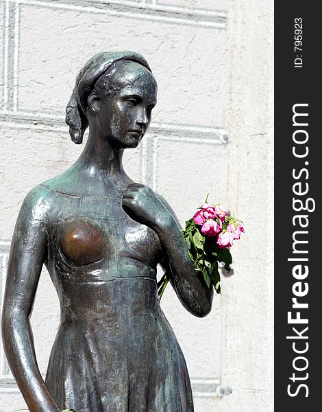 Sculpture of a young woman in munich,germany. Sculpture of a young woman in munich,germany