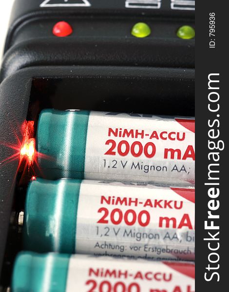 Mignon aa battery / accu charger in detail. Mignon aa battery / accu charger in detail